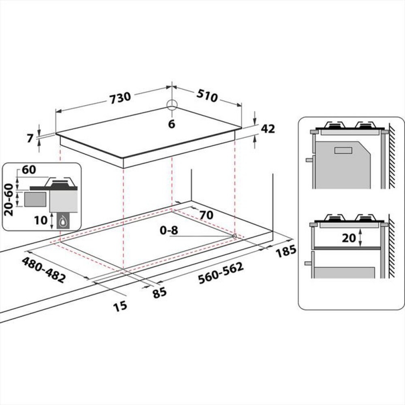 Whirlpool Goa Nb Piano Cottura Da Incasso Cm Fuochi A Gas In