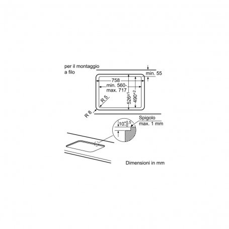 BOSCH Piano a Gas, Serie 6, 75 cm, 5 Fuochi Vetro Bianco