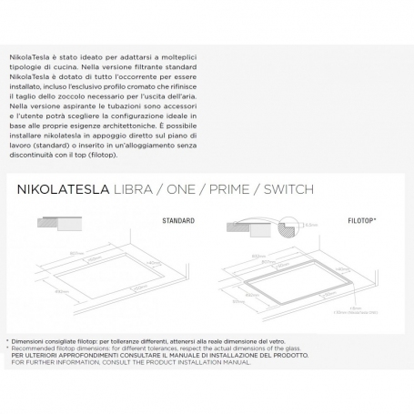 ELICA piano cottura a induzione con cappa aspirante NIKOLATESLA ONE  PRF0120977A (Standard - Vetro) 