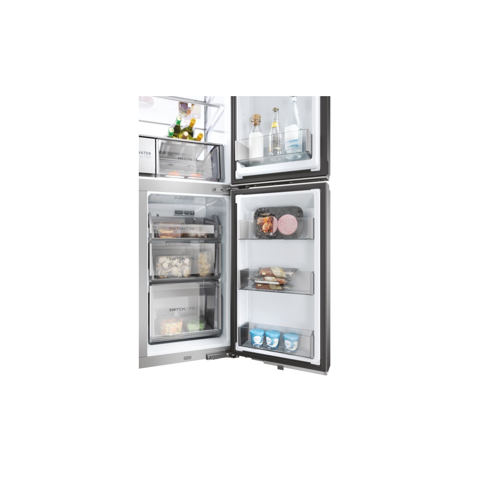 Frigorífico americano  Haier Cube 90 Series 7 HCR7918EIMP, No Frost, 601  l, 177 cm, Motor Inverter, Daylight LED, Absolute Ice, Inox