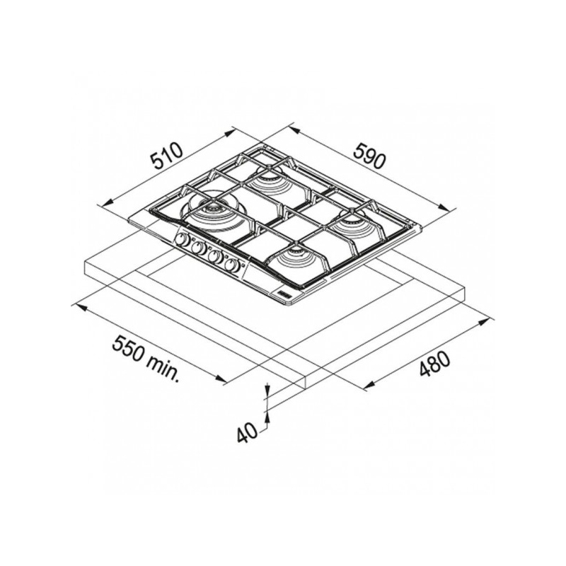 FRANKE FHSL6044GAVXSC - 106.0459.550 - PIANO COTTURA DA INCASSO 60