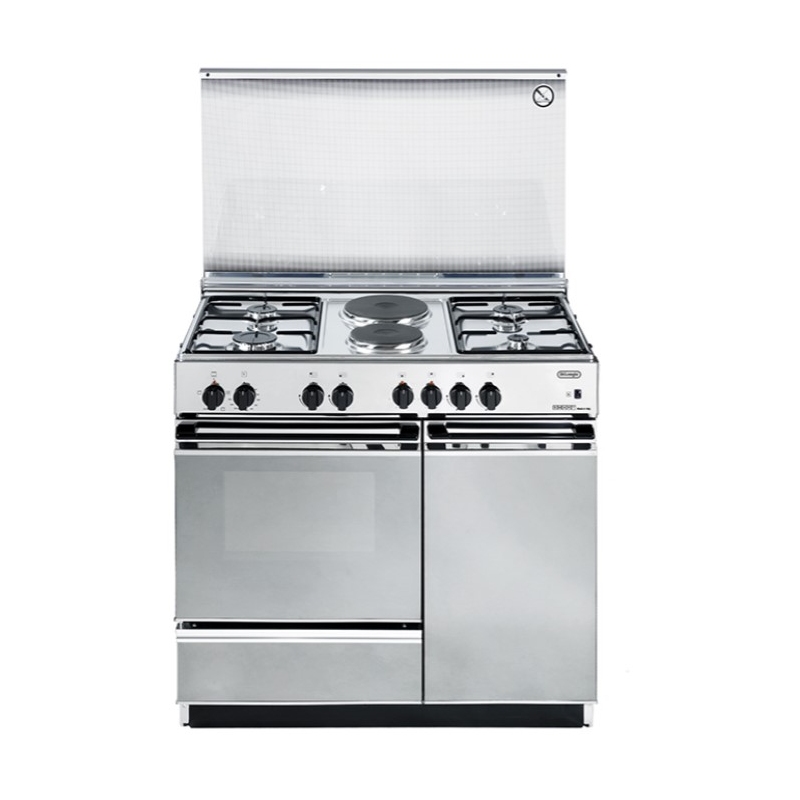 OUTLET DE LONGHI O-SEX8542N CUCINA 86X50 FORNO ELETTRICO 4 FUOCHI + 2 PIASTRE ELETTRICHE COLORE INOX - CON DIFETTI