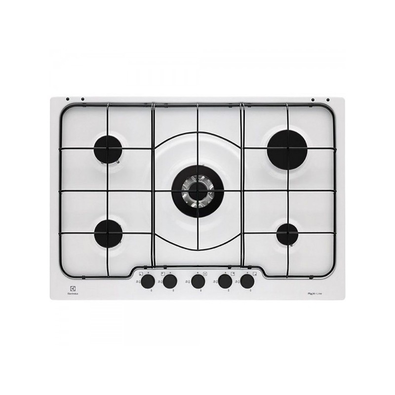 ELECTROLUX PB750UV PIANO COTTURA SOFT 75CM 5 FUOCHI A GAS 1 BRUCIATORE WOK COLORE BIANCO - PROMO