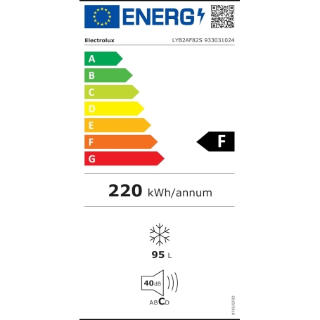 ELECTROLUX LYB2AF82S Congelatore Verticale a Cassetti Capacità 95 litri -  Classe^F Capacità di congelamento 7 kg/24h