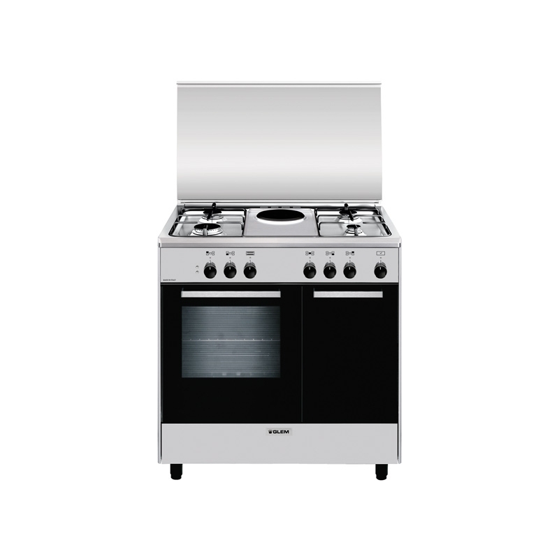 GLEM GAS AR856EI CUCINA 80X50 4 FUOCHI A GAS + 1 PIASTRA ELETTRICA FORNO ELETTRICO INOX