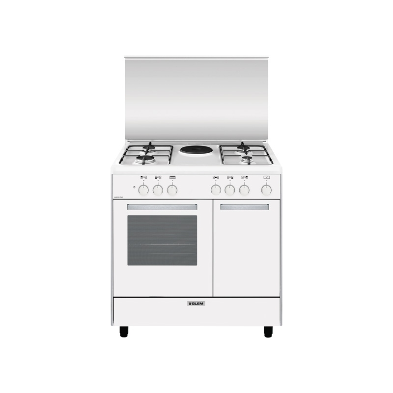 GLEM GAS AR856EX CUCINA 80X50 4 FUOCHI A GAS + 1 PIASTRA ELETTRICA FORNO ELETTRICO BIANCA