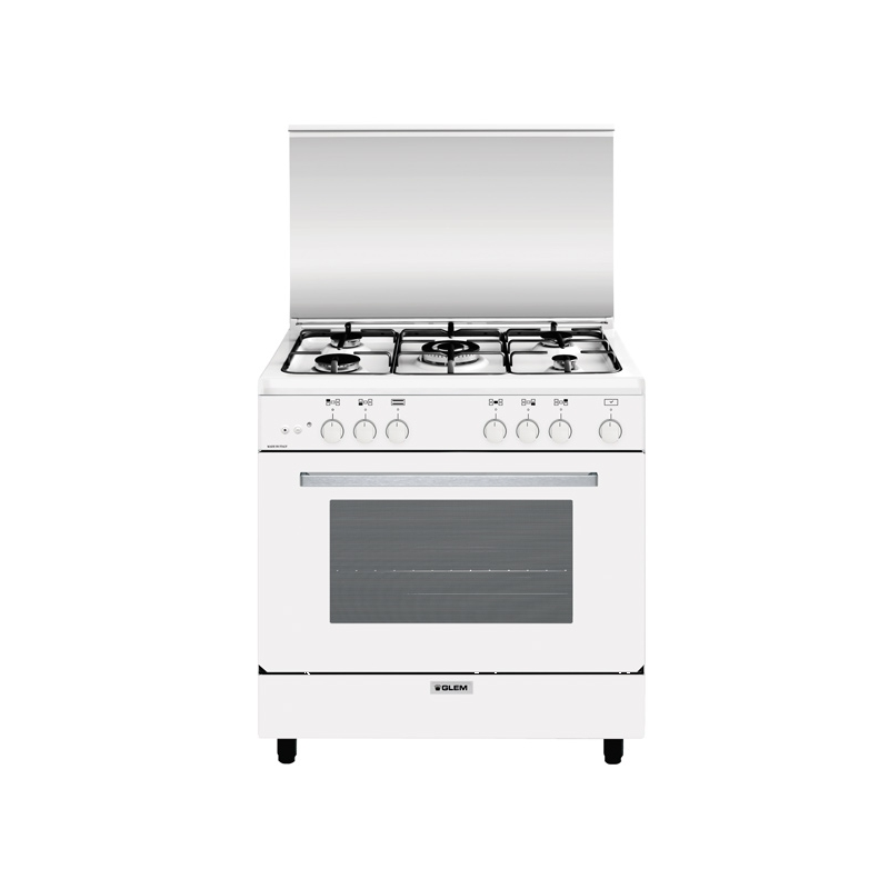 GLEM GAS A855GX CUCINA 80X50CM 5 FUOCHI FORNO A GAS CON GRILL COLORE BIANCO