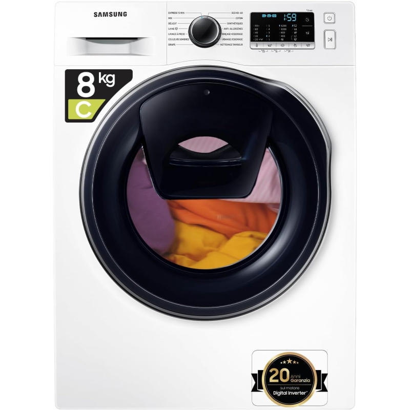 SAMSUNG WW8NK52E0VW LAVATRICE SLIM 45CM 8KG 1200 GIRI ADDWASH FUNZIONE VAPORE CLASSE C